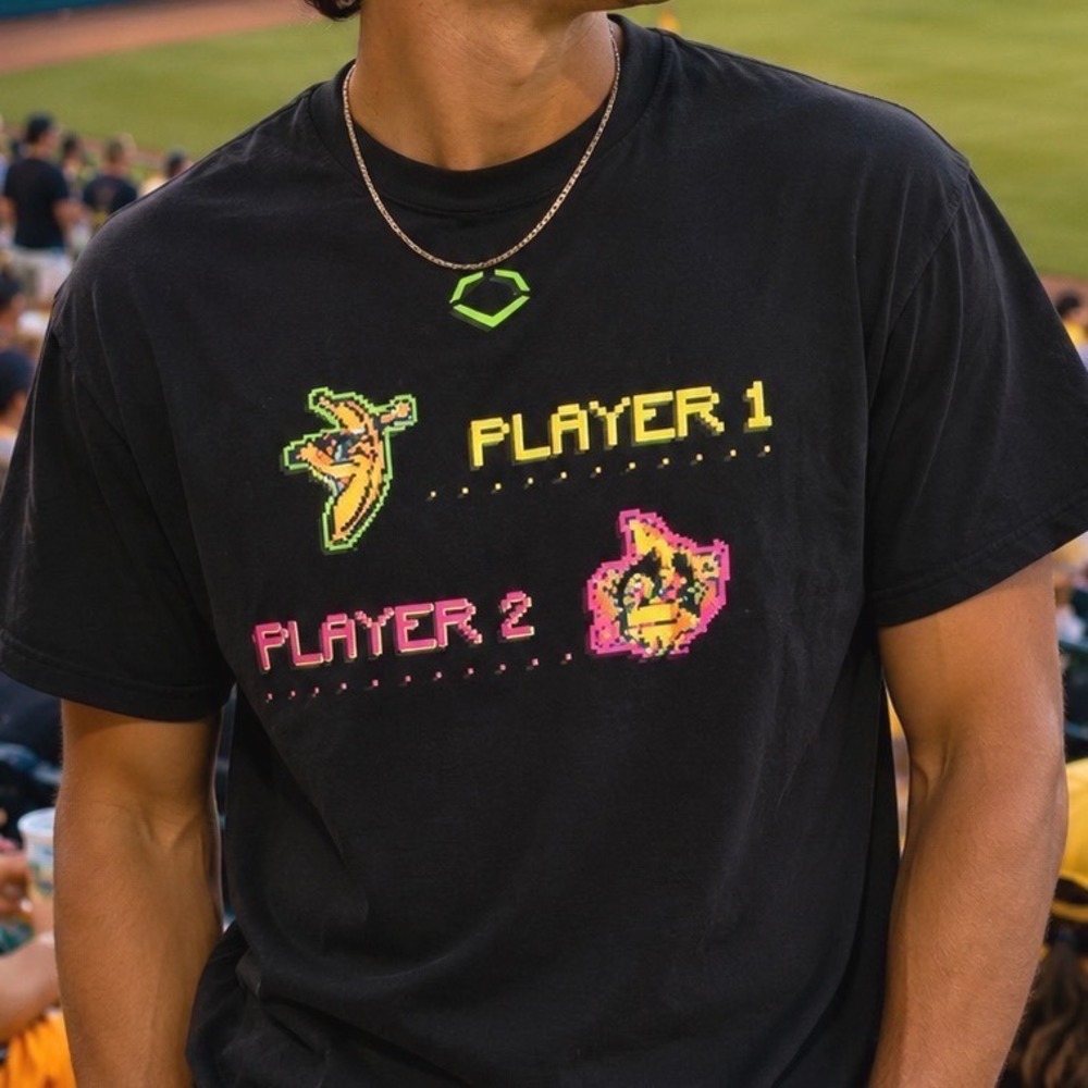 Savannah Bananas EvoShield Player 1 Player 2 Video Game Graphic T-Shirt  XL A5